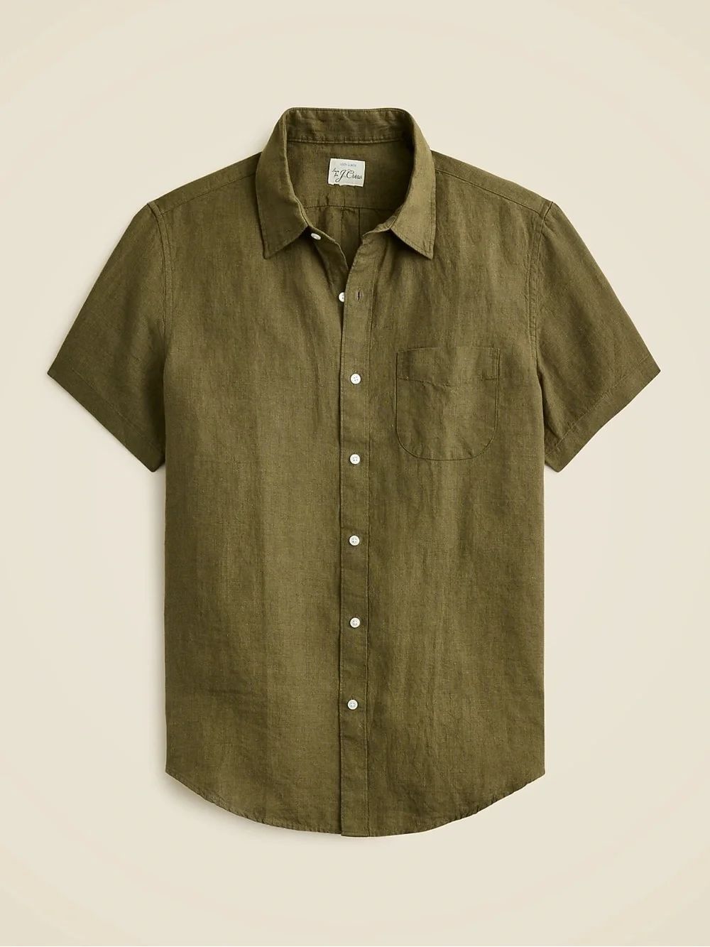J. Crew Classic Short-Sleeve Linen Point-Collar Shirt Green Coastal Minimalist